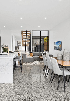 beautiful kitchen on concrete polishing sydney