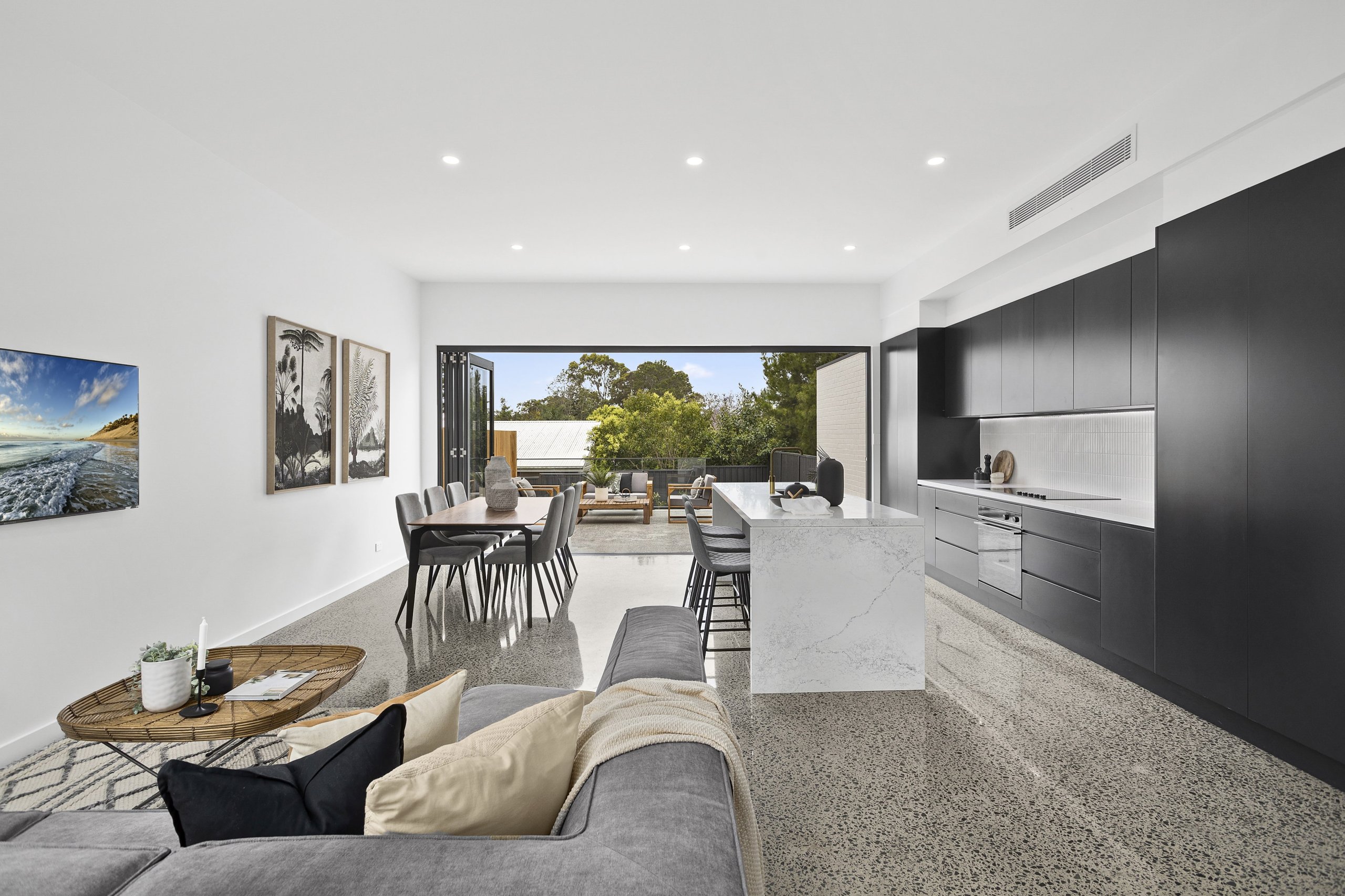 beautiful polished concrete flooring in modern unit